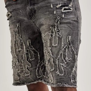 Shorts en jean décontractés gris pour hommes, style streetwear vintage, coupe ample, collection été 2026 - Product Image 6