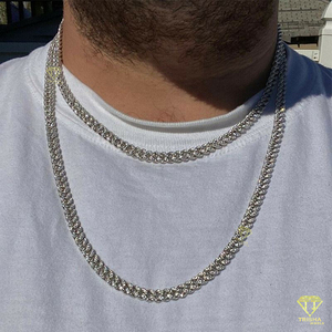 Cadena Cubana Miami de Oro Rosa Sólido de 8mm al por Mayor sobre Plata de Ley 925 con Diamantes de Moissanita VVS Premium - Product Image 5