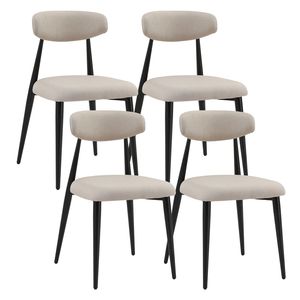 Set di 4 sedie da pranzo imbottite grigiore leggere con gambe in metallo per cucina o sala da pranzo - Product Image 2