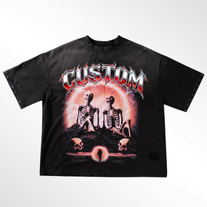เสื้อยืดคอกลมทรงครอปโอเวอร์ไซส์ Glory Custom ลายกราฟิกประดับเพชรเทียม สไตล์เทรนดี้ใหม่ เสื้อยืดแขนสั้นแบบคัสตอม สำหรับทุกเพศ - Product Image 1