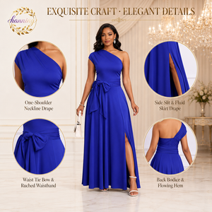 Elegante <span class=keywords><strong>Abito</strong></span> <span class=keywords><strong>Lungo</strong></span> da Sera per Signora, <span class=keywords><strong>con</strong></span> Raffinato <span class=keywords><strong>Spacco</strong></span> Laterale in Blu, Ideale per Cocktail Party - Product Image 3