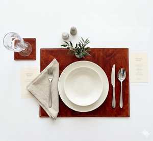 High Quality Genuine <b>Leather</b> <b>Placemats</b> Set Heat Proof Waterproof Luxury Tableware <b>Placemat</b> Factory Price LPM-0017B - Product Image 2