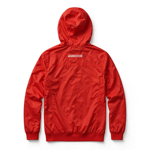 Veste coupe-vent à capuche pour homme, couleur personnalisée, fermeture éclair décontractée, couleur unie, polyester, vêtements d'automne - Product Image 2