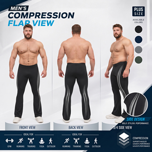 Custom Printed <b>Flare</b> <b>Leggings</b> Men Elastic Waist Gym Fitness Pants Men Yoga Wear Compression Trousers Men Plus Size <b>Flare</b> <b>Legging</b> - Product Image 4