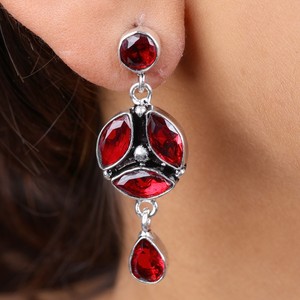 In Stock Oxidized <b>Silver</b> Multi Stone <b>Dangle</b> <b>Earrings</b> for Women Bulk Supplier | Handmade Fashion Jewelry Bulk Ready Stock - Product Image 6