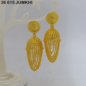 Ensemble de boucles d'oreilles pendantes à franges superposées en or plaqué or indien, bijoux, boucles d'oreilles à chaîne, couleur unie, Dubaï, Turquie, Bollywood - Product Image 2