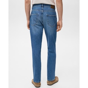 กางเกงยีนส์แฟชั่นทรงดินสอสำหรับผู้ชาย สไตล์วินเทจ ล้างสีแบบ Monkey Wash พร้อมป้ายหนัง ทรงเข้ารูปแบบลำลอง - Product Image 2