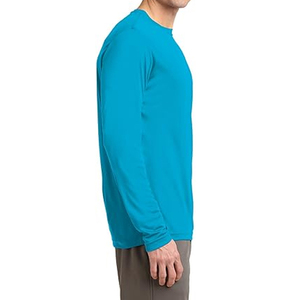 Camiseta Casual de Manga Larga para Hombre, Cuello Redondo, Color Sólido, Tejido de Punto, Corte Regular, Azul - Product Image 1