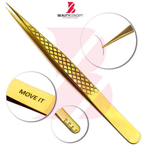 1 Pinza de Acero Inoxidable Color Dorado con Punta Recta para Extensión de Pestañas, Herramienta de Maquillaje - Product Image 2