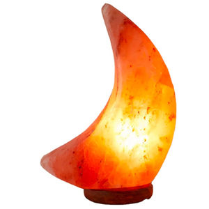 Lampe de sel rose de l'Himalaya en gros, de qualité supérieure, en forme de lune, lampe d'aromathérapie avec base en bois sculpté, style Amour - Product Image 1