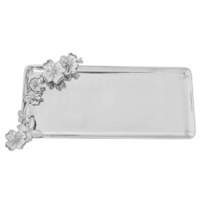 Bandeja Decorativa Rectangular de Metal con Diseño Floral, Estilo Oriental, Superficie Pulida, para Regalos, Recepción de Invitados y Uso en el Tocador - Product Image 1