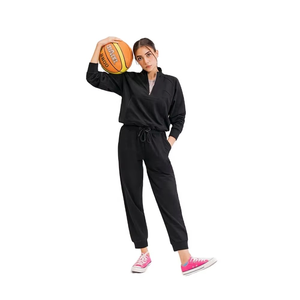 Ensemble de survêtement zippé pour femme de haute qualité, fournisseur OEM d'articles de sport, logo personnalisé, tenue de sport et décontractée pour femmes - Product Image 1