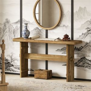 Consolle in Legno Massello Resistente, Tavolo d'Ingresso in Legno, Tavolino da Divano - Product Image 1