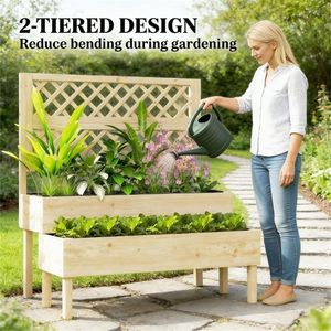Jardinera Elevada Natural para Jardín, Caja de Plantación, Cercas, Enrejados y Puertas para Exteriores - Product Image 3