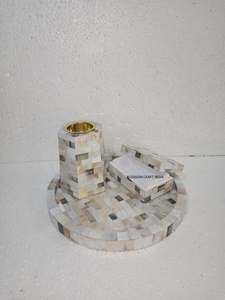 Classic Dubai Muslim Bone Inlay Tray Mother Pearl Resin Incense Burner Mabkhara Storage <b>Box</b> Set Custom Antique Design Home - Product Image 3