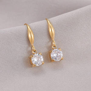 AMBER JEWELS Pendientes de Lujo con Diamantes Naturales de Corte Brillante Redondo, Chapados en Oro Rosa, Unisex, Certificados por IGI, Joyería para Uso Diario - Product Image 1