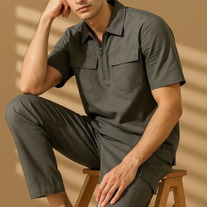 Ensemble coordonné de mode masculine : chemise légère décontractée et pantalon ample et relaxant pour les voyages d'été - Product Image 5