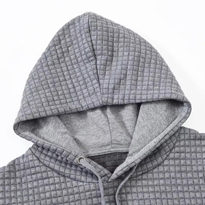 Men's Gray Waffle Knit Hooded Sweatshirt Regular Fit Casual Autumn Wear Men's <b>Hoodies</b> & Sweatshirts - Product Image 4