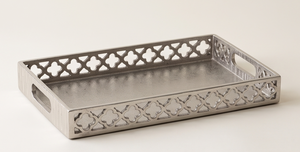 Bandeja Rectangular de Aluminio Fundido Plateada con Diseño de Cuatro Hojas para Servir Alimentos, Directo de Fábrica, para Hoteles y Restaurantes - Product Image 3