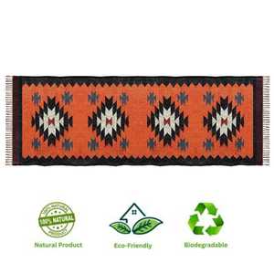 Cozy and Stylish Home Decor Hand Woven Jute-Woolen Kilim Runner <b>Rug</b> for Living Room Bedroom & Study - Product Image 3