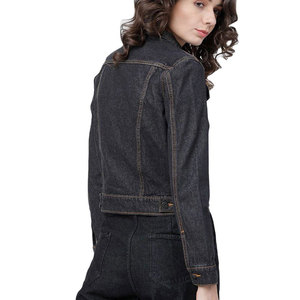 Vestes en jean courtes à manches longues pour femmes OEMODM, col rabattu, fermeture boutonnée, couleur unie, style automne - Product Image 5