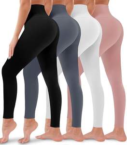 Leggings de yoga sin costuras color granate de secado rápido para mujer, 100% algodón, cintura alta, con logo personalizado, pantalones ajustados para mujer en venta - Product Image 3