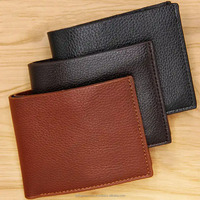 Dompet pria desain kustom dompet koin pria ramping gaya santai dompet pria kulit cokelat vertikal