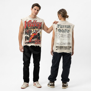Trendy Fashionable Custom Sleeveless Tank Top Men Distressed Streetwear Cotton Summer Tee Casual Street Style OEM ODM Shirt - Product Image 2