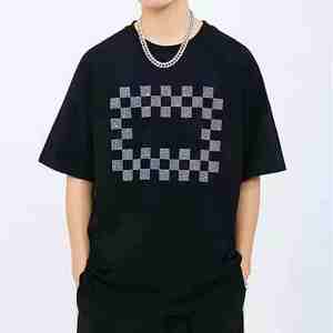 Camiseta Premium para Hombre 100% Algodón con Pedrería, Diseño Personalizado Brillante, Transpirable, Ecológica, Camisa Sólida con Cristales - Product Image 3