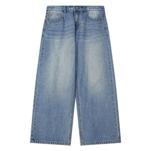 Pantalon en jean droit pour homme, noir uni, en coton, décontracté, taille mi-haute, coupe classique, style automne - Product Image 3