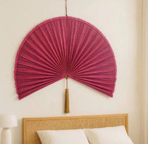 Ventilador de Pared Redondo Grande Hecho a Mano con Cabezal de Bambú, Tejido Natural de Ratán, Ecológico, Bonito, 300 mm de Diámetro, Arte de Pared - Product Image 5