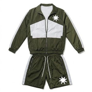 New RTS Wholesales Custom Logo Dark Green White <b>Men's</b> Nylon Wind Breaker Shorts Sets For <b>Summer</b> Wear <b>Men</b> Sets Streetwear <b>Jackets</b> - Product Image 1