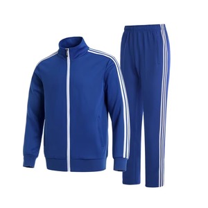 Ensemble de survêtement bleu pour homme, veste à capuche zippée et pantalon à taille élastique, vêtements de sport décontractés, fabrication sur mesure OEM - Product Image 1