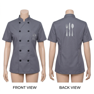 Uniforme de Chef para Mujer, 230 GSM, Polialgodón Premium, Negro con Paneles Rojos en Contraste, Manga de Malla, Chaqueta de Chef con Logotipo Tejido - Product Image 6