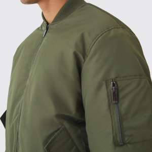 Chaqueta bomber informal de invierno para hombre, con cuello de béisbol, cremallera, estilo oversize, acolchada, de nailon, con diseño patchwork. - Product Image 2