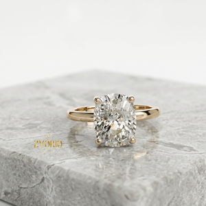 Cushion Cut Lab Grown Diamond Solitaire Engagement <b>Ring</b> 925 Sterling Silver Hidden Halo <b>Statement</b> <b>Ring</b> - Product Image 3