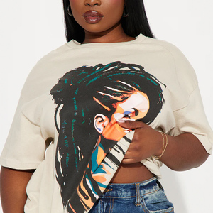 T-shirts pour femmes super vendus, 100% coton jersey molletonné, col rond, coupe classique, manches courtes, impression numérique écologique - Product Image 4