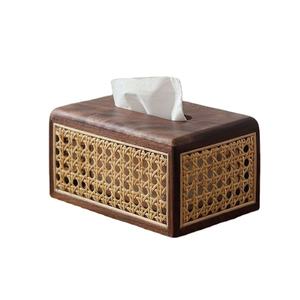 MEJOR caja de pañuelos de madera y ratán moderna, soporte decorativo de lujo con acabado Natural, elegante organizador duradero para el hogar y la Oficina - Product Image 1