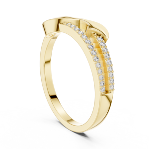 Anillo de Diamantes Cultivados en Laboratorio LUMIERE WAVE, Oro Amarillo de 18 Quilates con Baño de Rodio, Estilo Minimalista para Compromiso, Fiesta, Boda, Uso Diario, para Mujer - Product Image 2