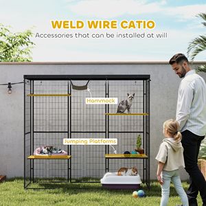 Catio Impermeabile per Esterni e Interni con 4 Piattaforme di Salto e Amaca, 175x56x157 cm, in Rete Saldata, per 1-3 Gattini, Cuccia per Animali Domestici - Product Image 4