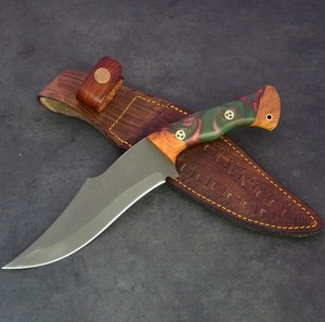 Handmade Stainless Steel <b>Clip</b> Point Bowie Knife 15 Inch Etched Blade Resin Handle Leather Sheath Camping Survival Outdoor Knife - Product Image 1
