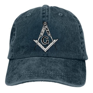 Gorra de Béisbol de Mezclilla Personalizada de la Francmasonería Blue Lodge con Logotipo G de Compás Cuadrado Bordado en Dorado - Product Image 4