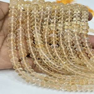 Cuentas facetadas de cuarzo citrino natural AAA, forma rondel, 8 mm, hilo de 8 pulgadas - Product Image 1