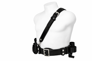 Sangle d'épaule en cuir véritable noir avec anneaux en D, réglable, style formel, entièrement doublée - Product Image 3