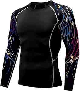 Chemises de compression pour hommes OEM de qualité supérieure, imprimées par sublimation, en polyester, pour la gym, le fitness, le surf et la plongée - Product Image 4