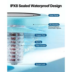 Ioniseur solaire hexagonal en cuivre pour piscine 45000 gallons, purificateur d'eau flottant automatique sans chlore, catégorie de produit : bandelettes de test - Product Image 5