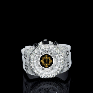 Reloj de Lujo con Correa de Caucho Blanca y Diamantes de Moissanita de Calidad de Exportación para Uso Diario, Fiestas y Moda Urbana, Disponible para la Venta - Product Image 3