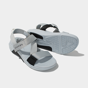 Casual Sandals Gray Black Accents <b>Open</b> Toe Style for Improved Posture Vietnam SH logo rubber patch - Product Image 2