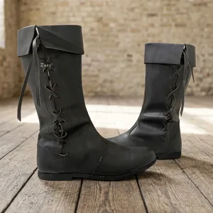 Bottes en cuir viking authentiques faites à la main pour hommes, confortables, durables, authentiques, chaussures d'histoire, chaussures de reconstitution historique - Product Image 1