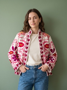 <b>Women</b>’s Floral Embroidered <b>Jacket</b> with Artistic Pattern and Stand Collar - Product Image 2